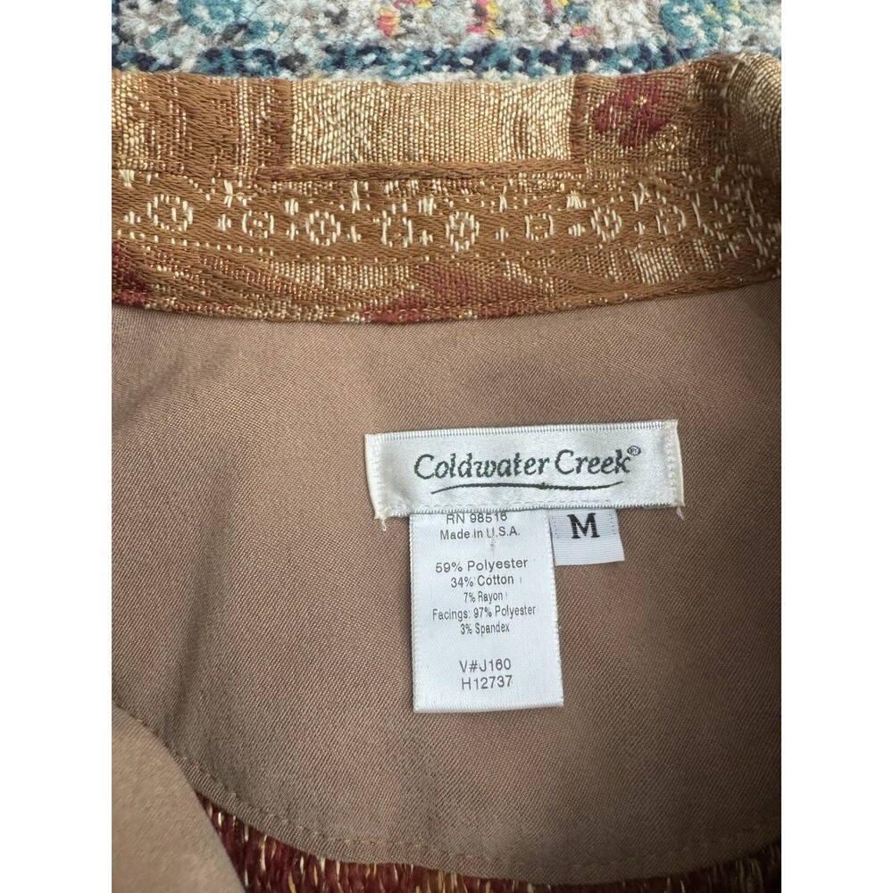 Vintage Coldwater Creek Tan Tapestry Vest Women's Size Medium Made in USA - Picture 4 of 6
